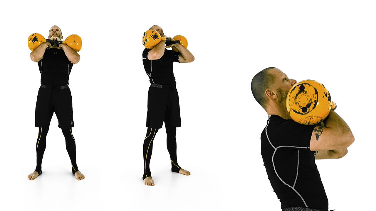 Incorrect kettlebell racking position — wrist bent backward