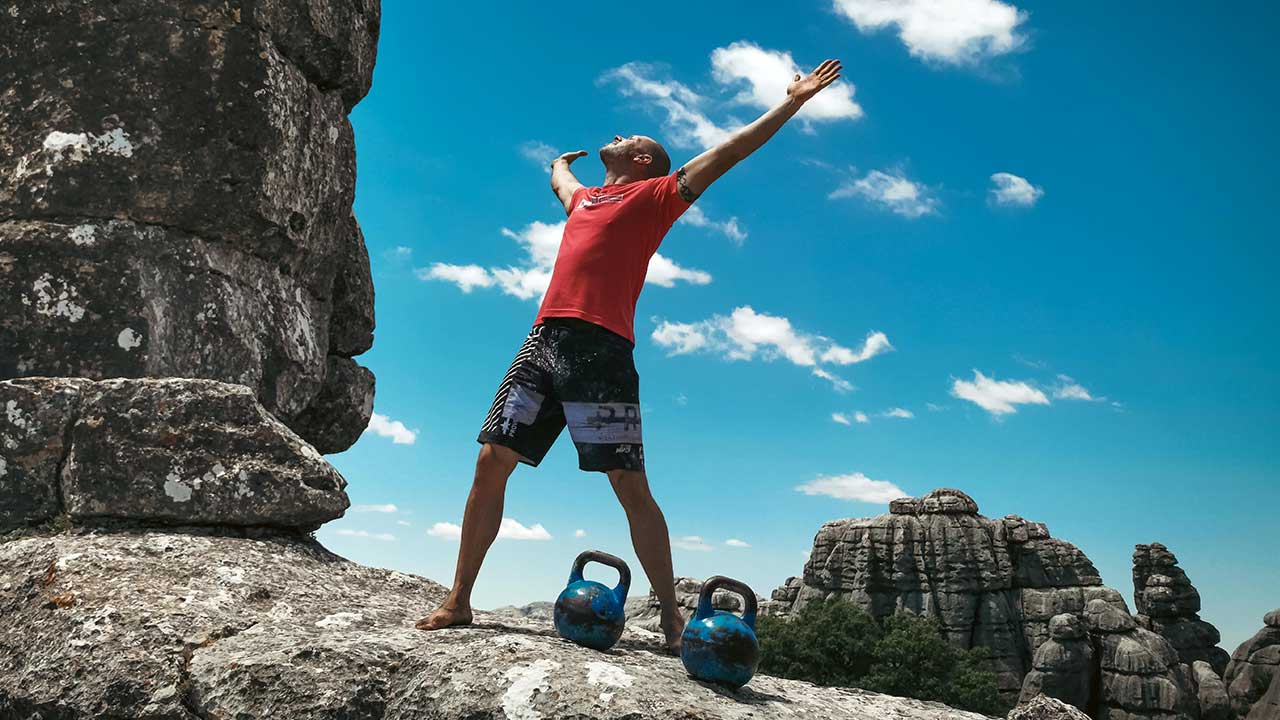 Kettlebell training session in progress